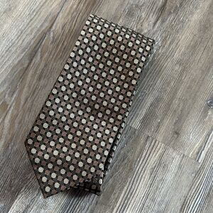 Ferucci Men’s Necktie Brown and Cream dot silk and rayon tie